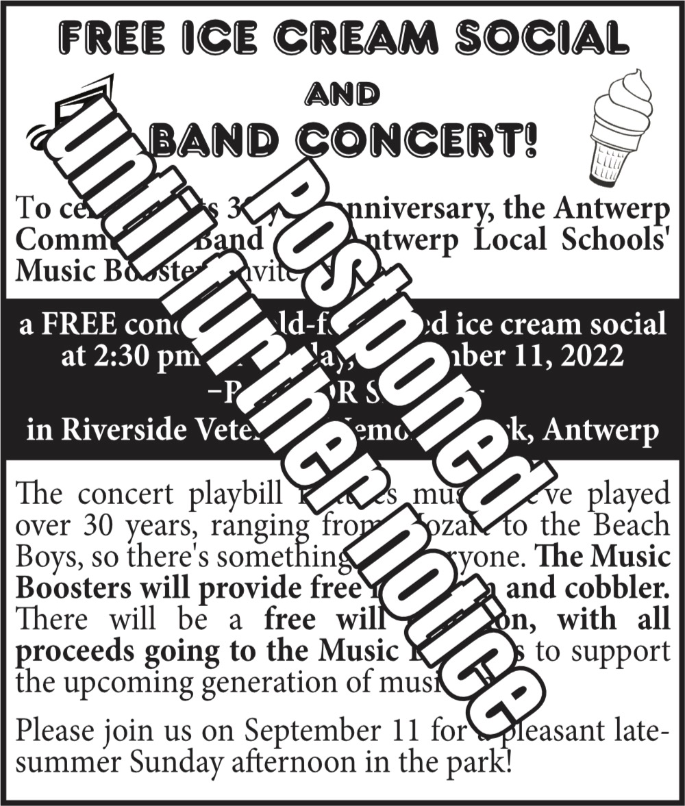 Ice Cream Social & Band Concert Postponed! West Bend News